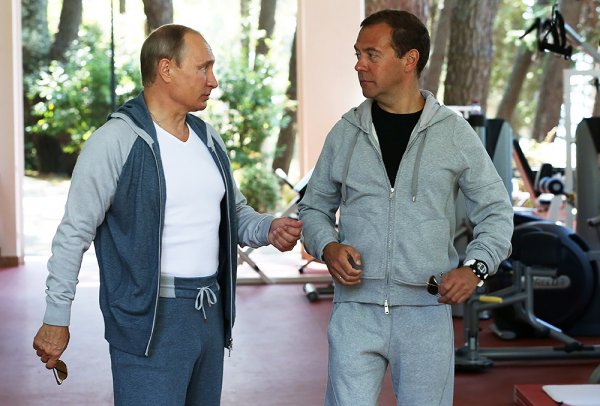 Фоторепортаж: Путин и Медведев провели совместную тренировку