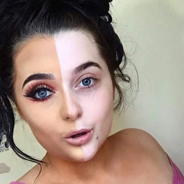Девушки публикуют фото с половиной нанесённого макияжа, спрашивая, как им лучше