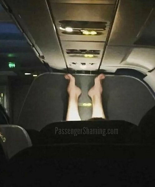 Как у себя дома: бывшая стюардесса публикует снимки неподобающего поведения пассажиров