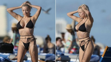 31-летняя французская модель, певица и актриса Кэролайн Врилэнд (Caroline Vreeland) в бикини