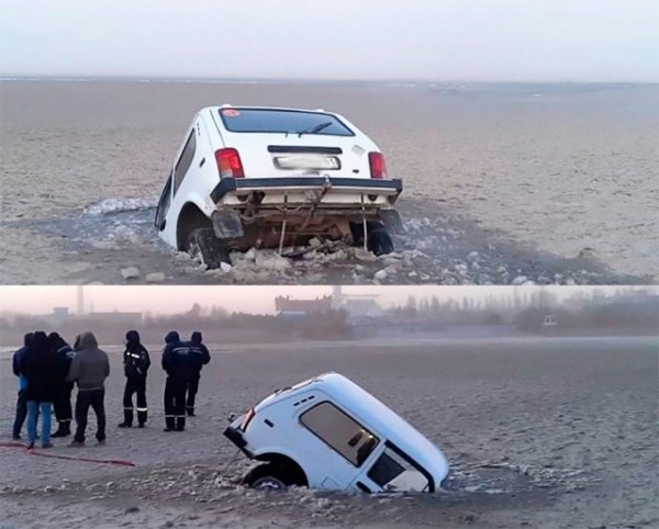 Наступили холода и водители выехали на лед…