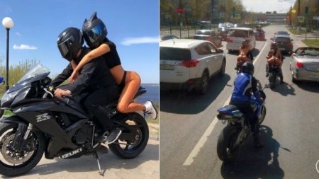 Мотоциклисты в Чебоксарах прокатили по улицам девушек в нижнем белье