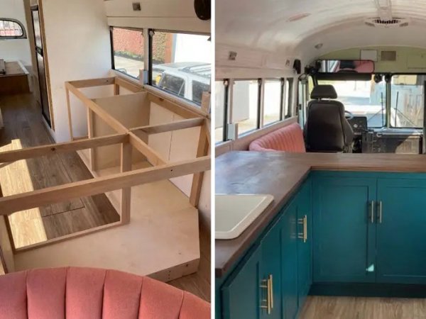 Пара девушек из США купила дешевый автобус и сделала из него отличный и стильный дом