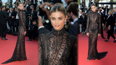 25-летняя американская модель Тейлор Хилл (Taylor Hill) в просвечивающем платье